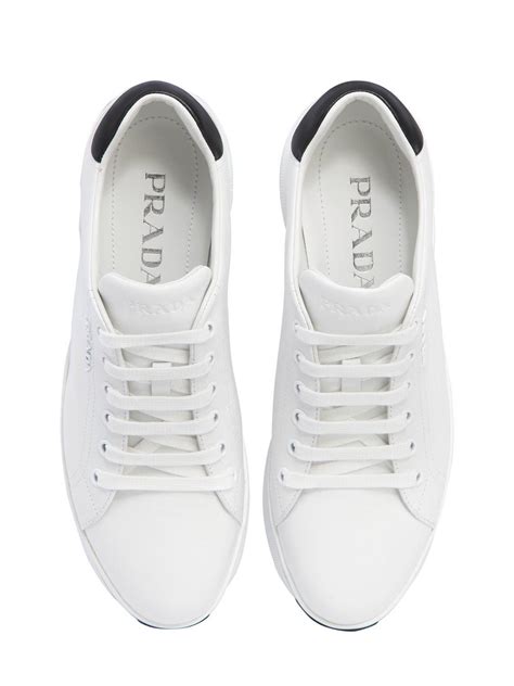 all white prada trainers|Prada white platform sneakers.